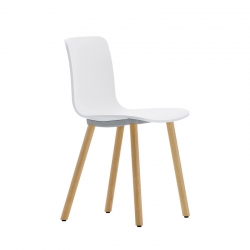 Chaise Chaise Hal Wood piet chene coque blanche VITRA