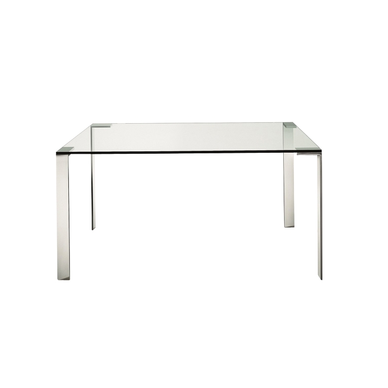 Table Desalto Table liko glass 100x100 verre pieds alu