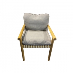 Chaise d'extérieur Petit fauteuil Tibbo tissu gris / teck 