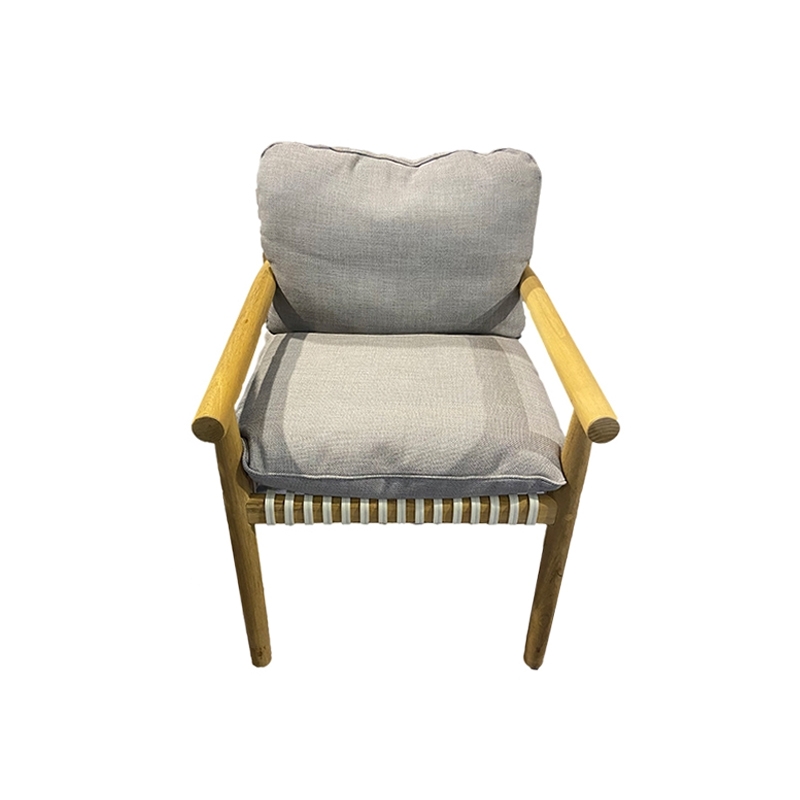 Chaise d'extérieur Dedon Petit fauteuil Tibbo tissu gris / teck