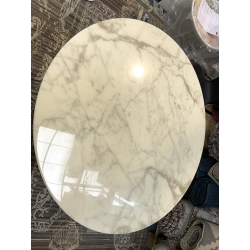Table d'appoint guéridon Knoll Table Saarinen ronde marbre Arabescato 120 cm