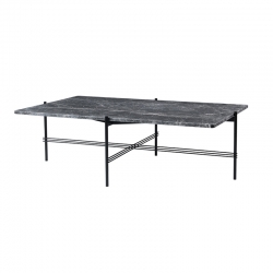 Table basse Table basse TS Coffee plateau marbre Emperador gris/base métal laqué noir GUBI