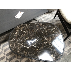 Table basse Poliform Table basse Tridente 78 x 58 x 43 plateau marbre noir / piètement en bois noir