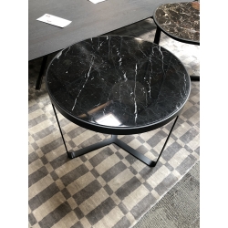 Table d'appoint guéridon Tacchini Gueridon Cage rond marbre marquina noir 50 x h 47