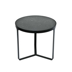 Table d'appoint guéridon Tacchini Gueridon Cage rond marbre marquina noir 50 x h 47