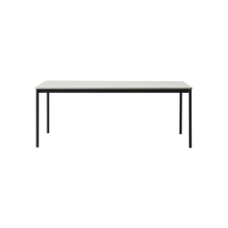 Table Muuto Table Base    L 140 X 70 X H 73 CM Piètement aluminium noir, plateau bois blanc